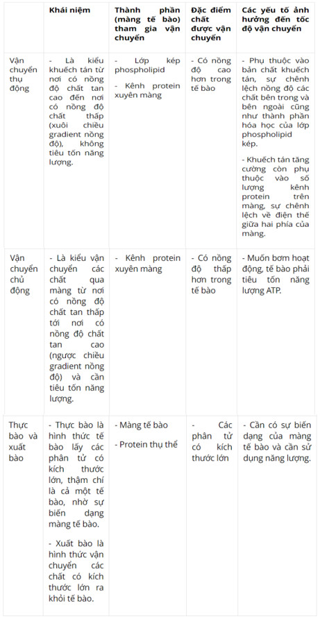 Sinh học 10 Kết nối tri thức Bài 10: Trao đổi chất qua màng tế bào (Giải, Sơ đồ tư duy, Trắc nghiệm)